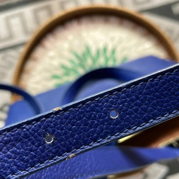 Ora Delphine Blue Leather Satchel Bag - Picture 11 of 12